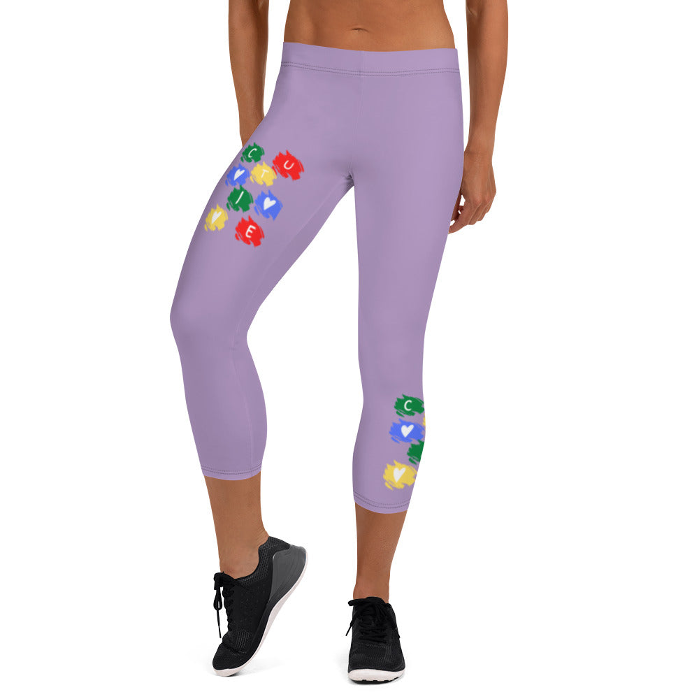 Purple Capri Leggings - Purple Leggings | Cutie Pie From The Sky