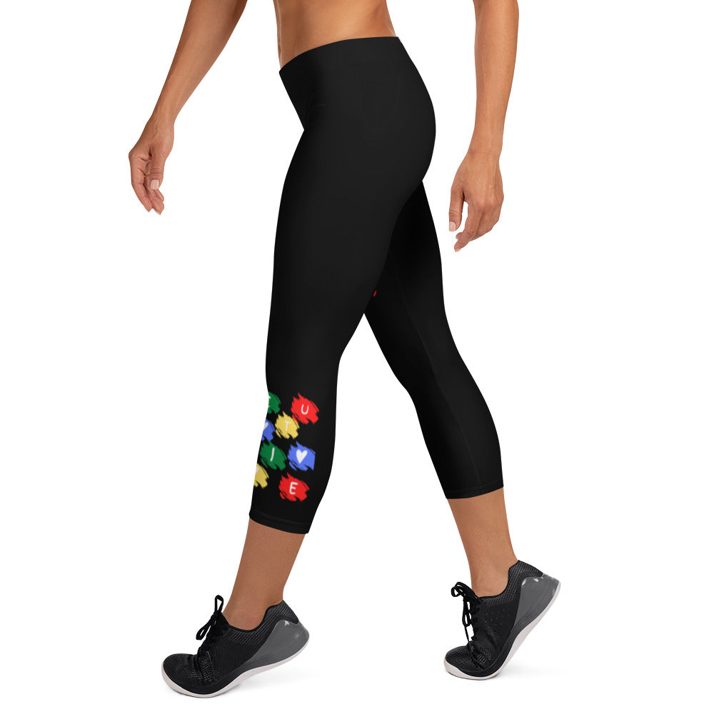 Cutie Black Abstract Capri Leggings