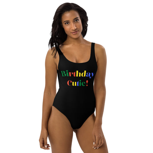 Birthday Cutie Black One-Piece Swimsuit