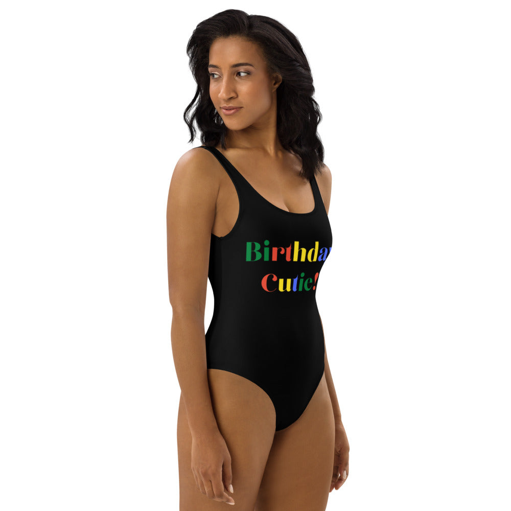 Birthday Cutie Black One-Piece Swimsuit