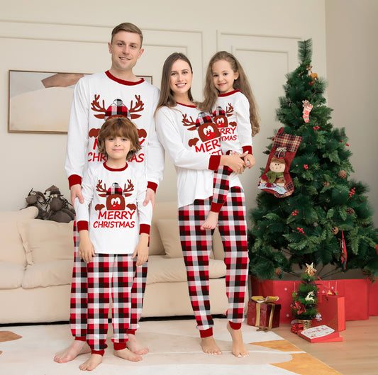 New Style Plaid Deer Christmas Parent-child Pajama Suit